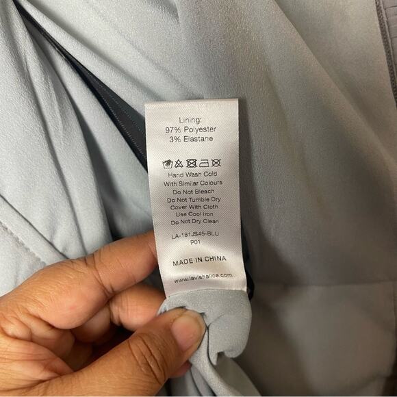 Lavish Alice Asymmetrical Pleated Bodice Chiffon Jumpsuit Gray Blue Size 2 - Picture 6 of 8